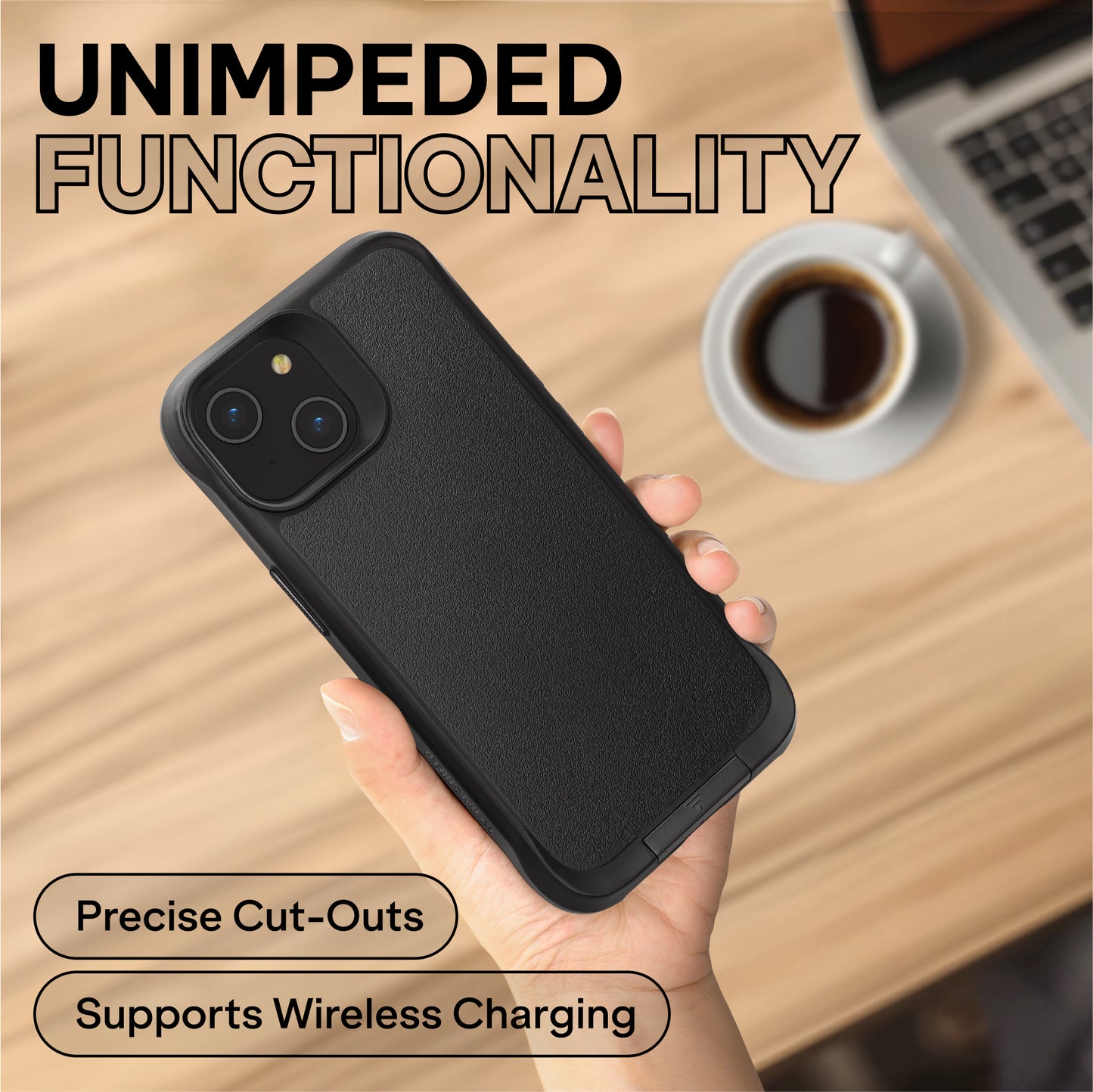 Oakshield Case with Stand Compatible with Apple iPhone 14 Case - Phone Case with Kickstand and Raised Edges - Cover