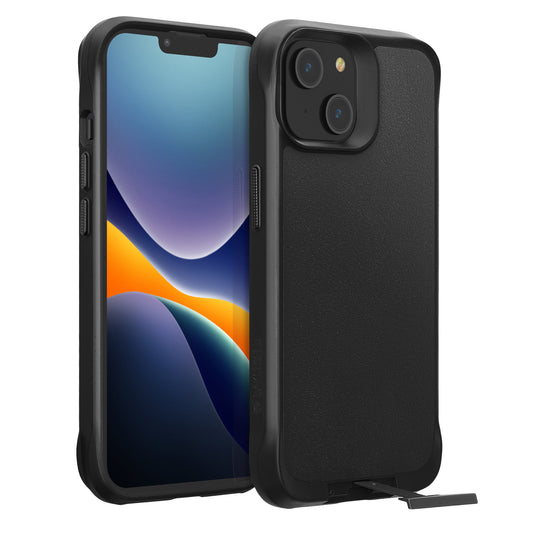 Oakshield Hülle mit Ständer kompatibel mit Apple iPhone 14 Hülle - Handyhülle mit Standfunktion und erhöhten Kanten - Case in Schwarz Schwarz  