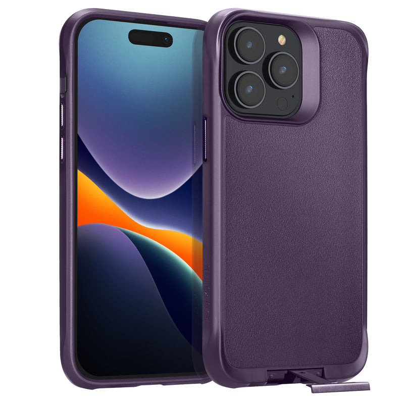 Oakshield Handyhülle mit Standfunktion kompatibel mit iPhone 14 Pro Max Hülle - Mit Ständer - Case für iPhone 14 Pro Max - Kompatibel mit MagSafe - Hülle in Violett Violett  