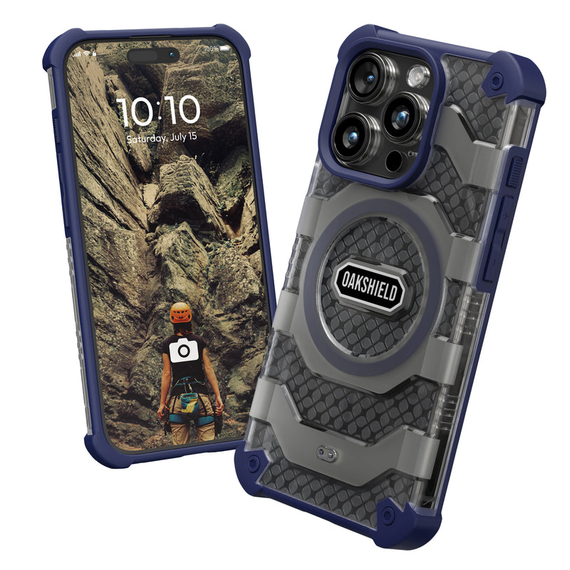 Oakshield Handyhülle kompatibel mit iPhone 15 Pro Hülle - Iphone 15 Pro Case kompatibel mit MagSafe-Zubehör - Schutzhülle mit Falltest nach Militärstandard - Dunkelblau Dunkelblau  