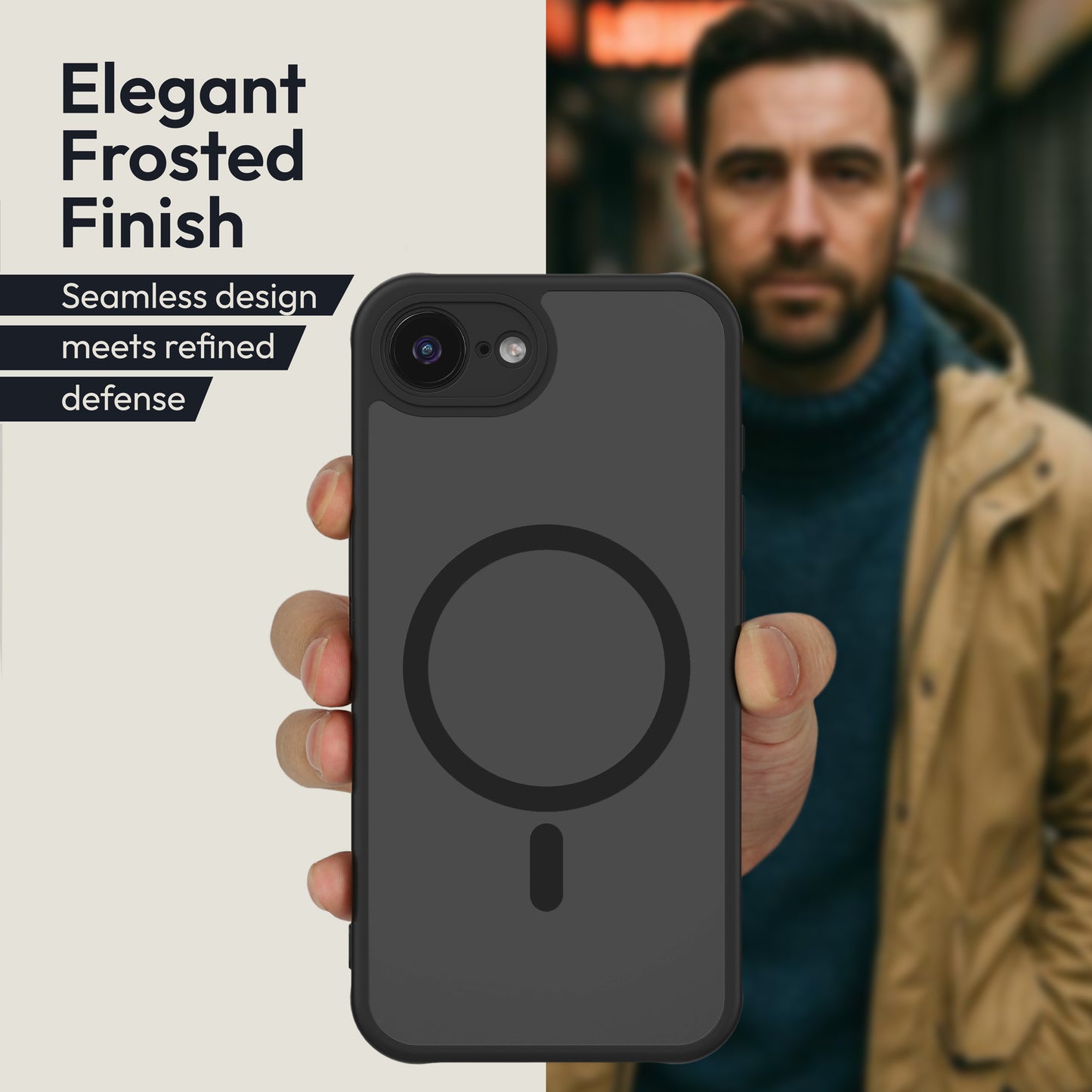 Oakshield Case for Apple iPhone 17e / iPhone 16e - Magnetic Semi-Transparent Phone Case - Shockproof Protective Cover with Camera Protection - With Glass Film - Case