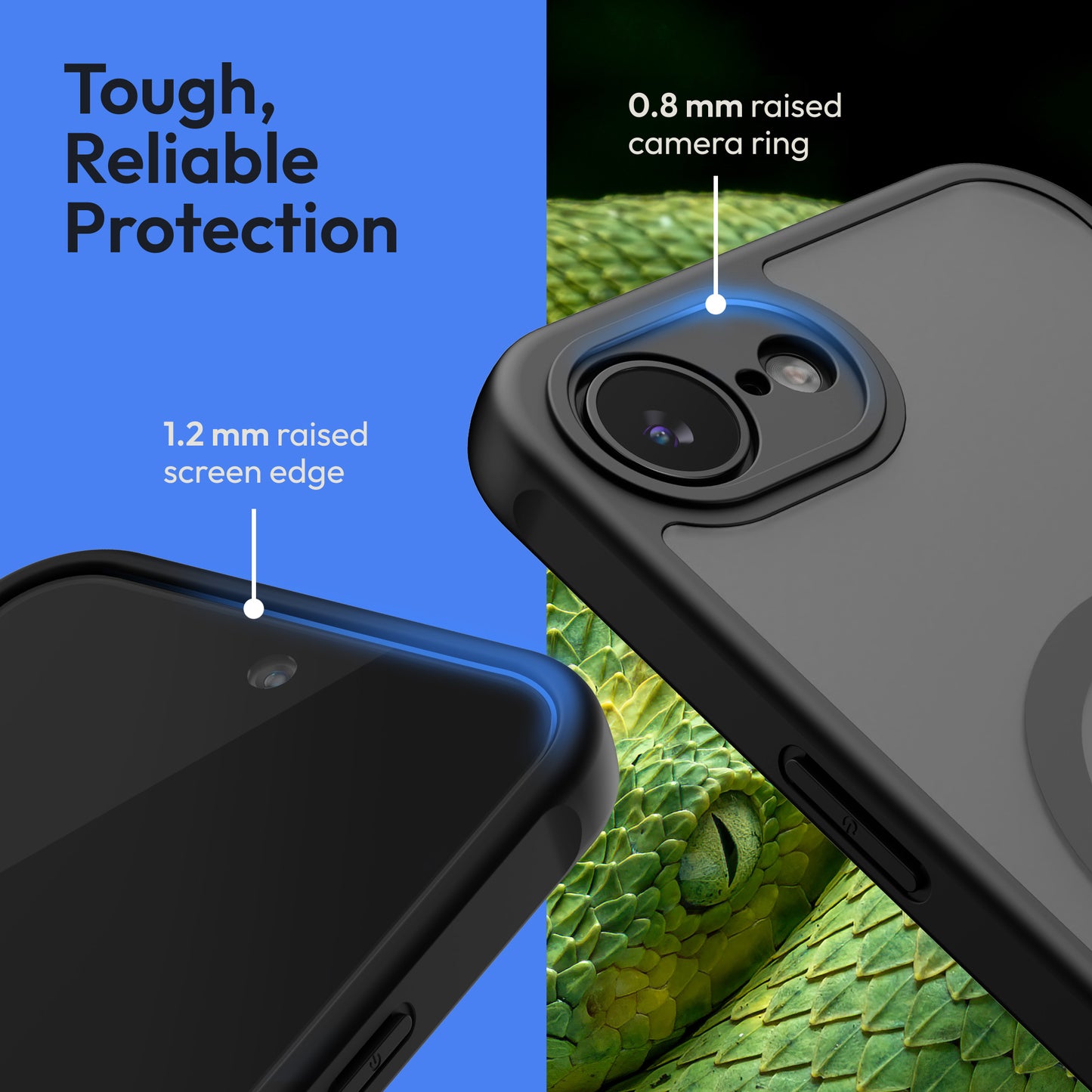 Oakshield Case for Apple iPhone 17e / iPhone 16e - Magnetic Semi-Transparent Phone Case - Shockproof Protective Cover with Camera Protection - With Glass Film - Case