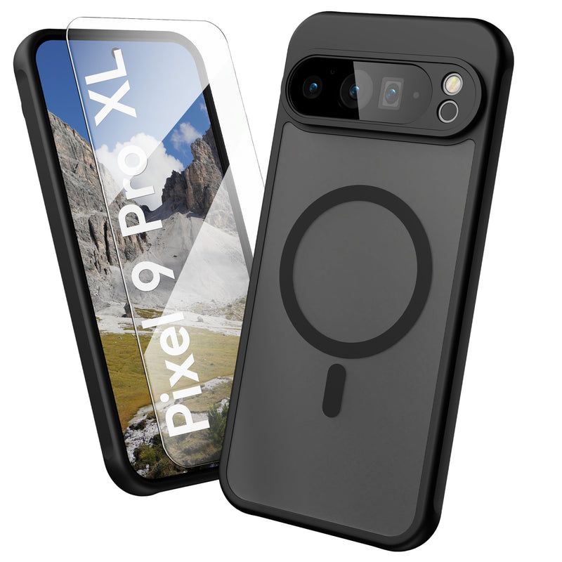 Oakshield Hülle für Google Pixel 9 Pro XL Hülle - Magnetische Handyhülle halbtransparent - Schutzhülle stoßfest mit Kameraschutz - Case in Schwarz Schwarz  