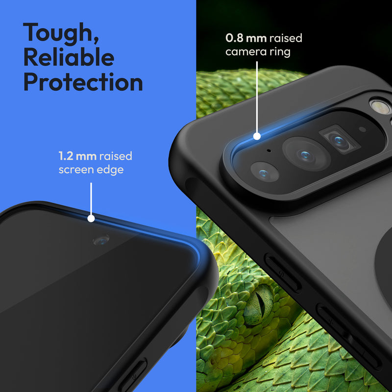 Oakshield Case for Google Pixel 9 Pro XL Case - Magnetic Semi-Transparent Phone Cover - Shockproof Protective Case with Camera Protection - With Glass Film - Case