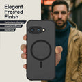 Oakshield Case for Google Pixel 9a - Magnetic Semi-Transparent Phone Case - Shockproof Protective Cover with Camera Protection - With Glass Screen Protector - Case