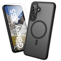 Oakshield Hülle für Samsung Galaxy A55 Hülle - Magnetische Handyhülle halbtransparent - Schutzhülle stoßfest mit Kameraschutz - Case in Schwarz Schwarz  