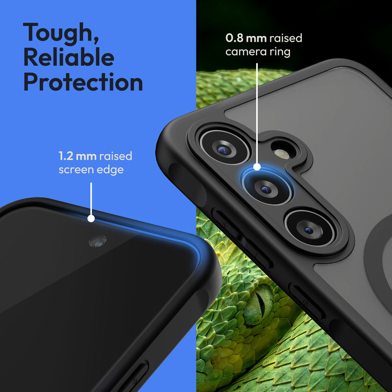 Oakshield Case for Samsung Galaxy A55 - Magnetic Semi-Transparent Phone Cover - Shockproof Protective Case with Camera Protection - With Glass Screen Protector - Case