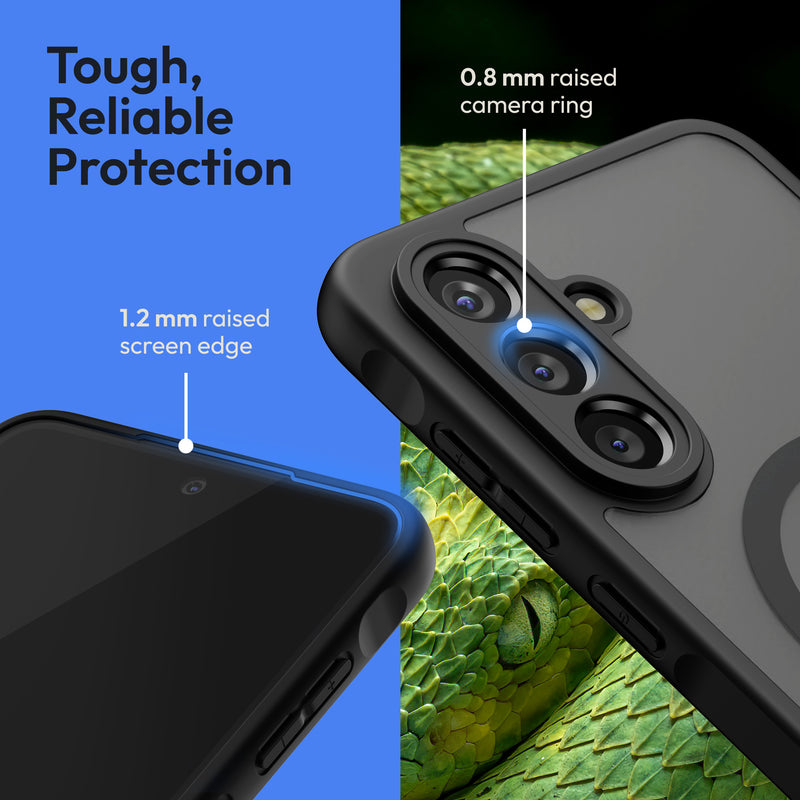 Oakshield Case for Samsung Galaxy A56 5G - Magnetic Semi-Transparent Phone Case - Shockproof Protective Cover with Camera Protection - With Glass Screen Protector - Case