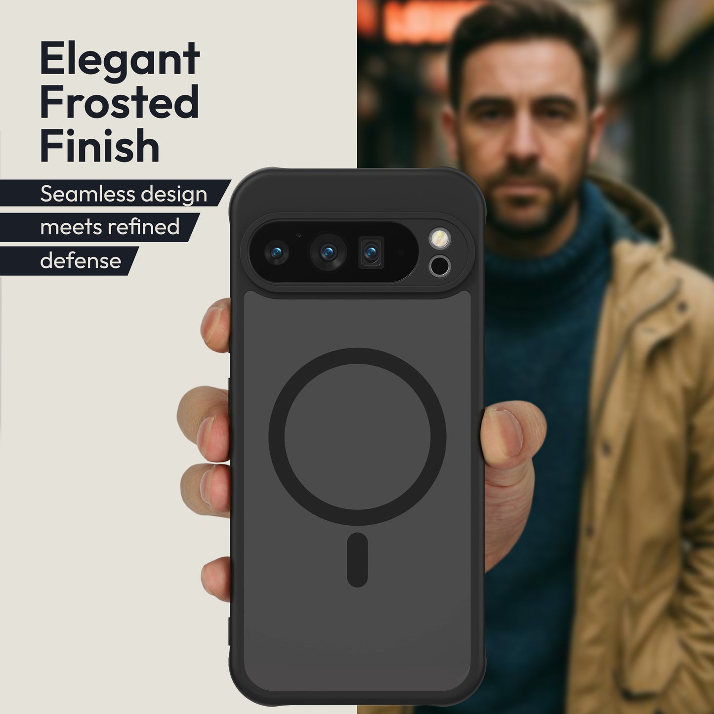 Oakshield Case for Google Pixel 9 Pro Magnetic Semi-Transparent Shockproof Protective Cover with Camera Protection With Glass Film Case