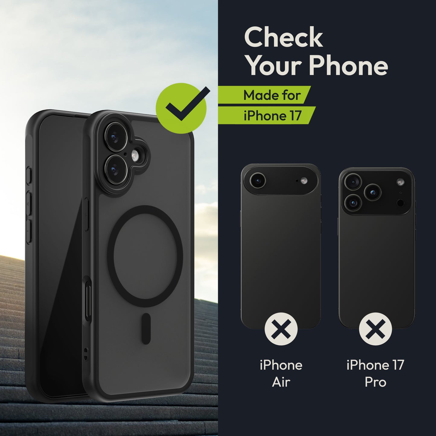 Oakshield Case for Apple iPhone 17 - Magnetic Semi-Transparent Phone Cover - Shockproof Protective Case with Camera Protection - With Glass Screen Protector - Case