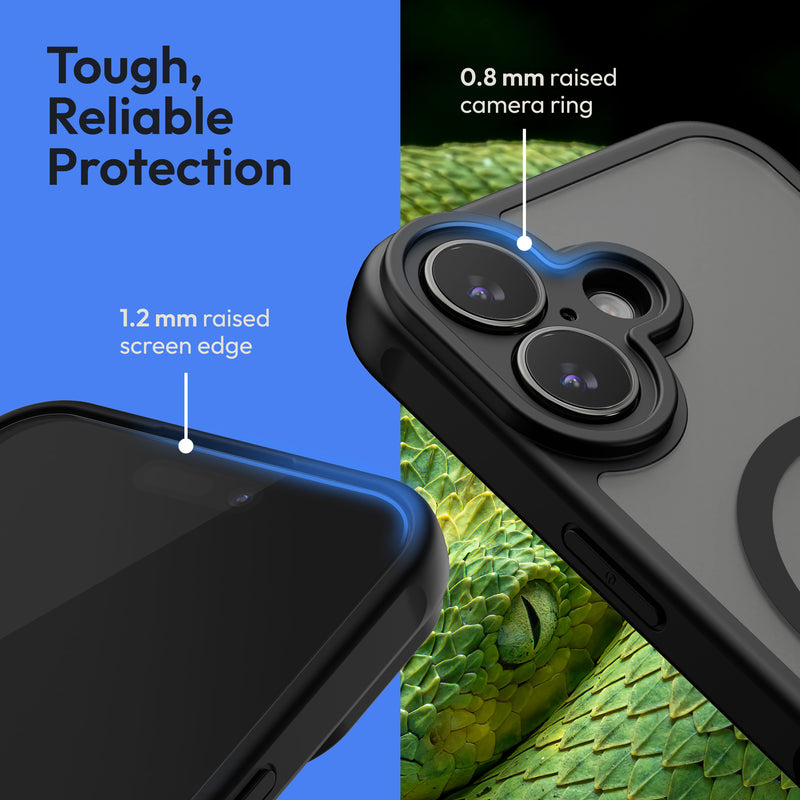 Oakshield Case for Apple iPhone 17 - Magnetic Semi-Transparent Phone Cover - Shockproof Protective Case with Camera Protection - With Glass Screen Protector - Case