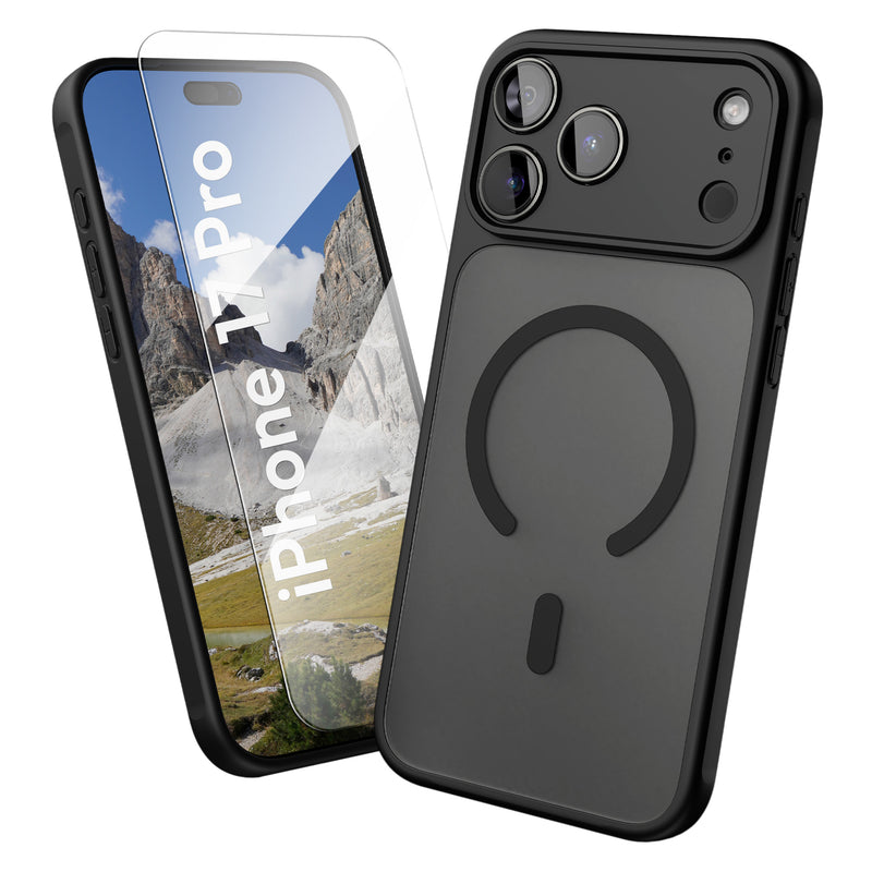 Oakshield Hülle für Apple iPhone 17 Pro Hülle - Magnetische Handyhülle halbtransparent - Schutzhülle stoßfest mit Kameraschutz - Case in Schwarz Schwarz  