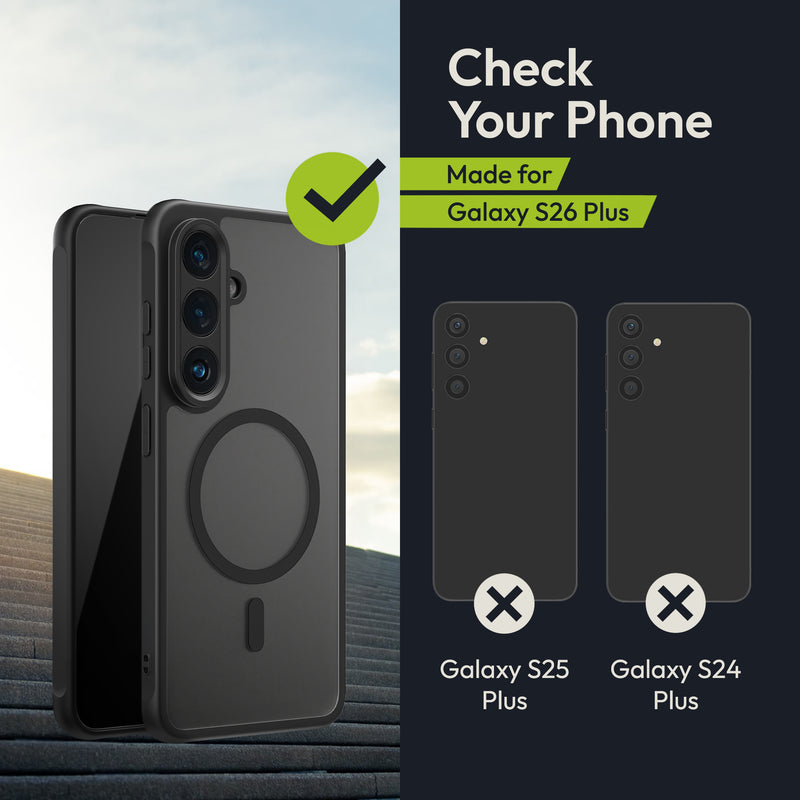 Oakshield Case for Samsung Galaxy S26 Plus - Magnetic Semi-Transparent Phone Case - Shockproof Protective Cover with Camera Protection - With Glass Film - Case