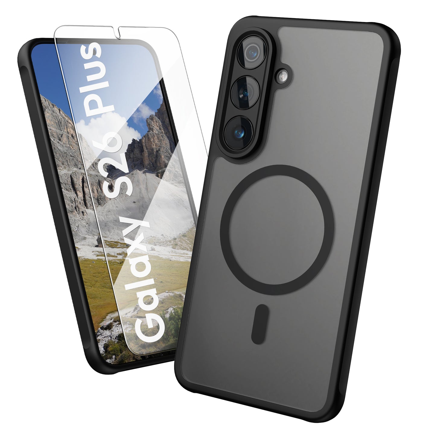 Oakshield Hülle für Samsung Galaxy S26 Plus Hülle - Magnetische Handyhülle halbtransparent - Schutzhülle stoßfest mit Kameraschutz - Case in Schwarz Schwarz  