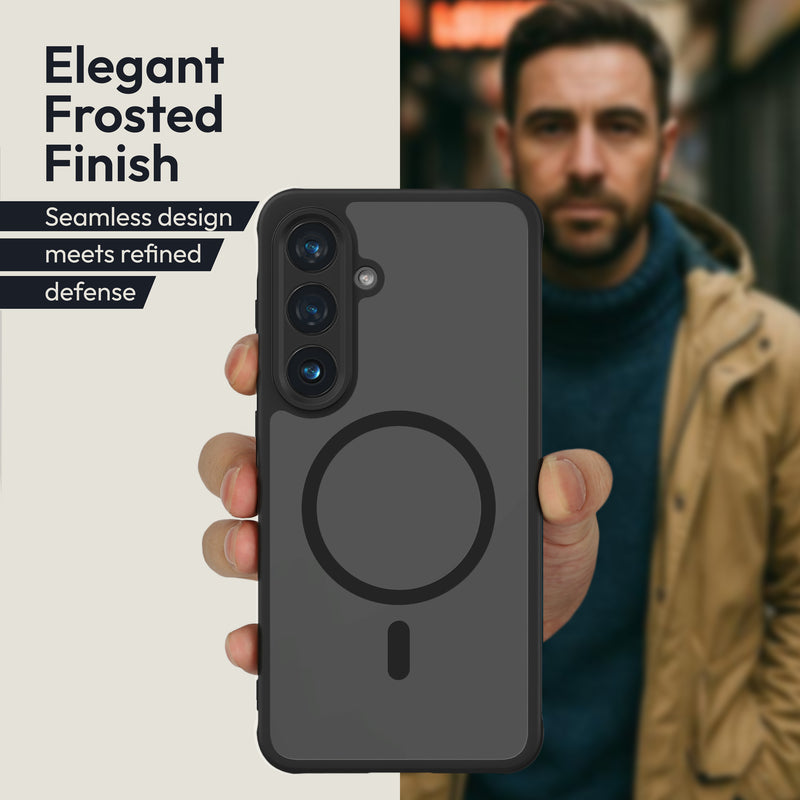 Oakshield Case for Samsung Galaxy S26 Plus - Magnetic Semi-Transparent Phone Case - Shockproof Protective Cover with Camera Protection - With Glass Film - Case