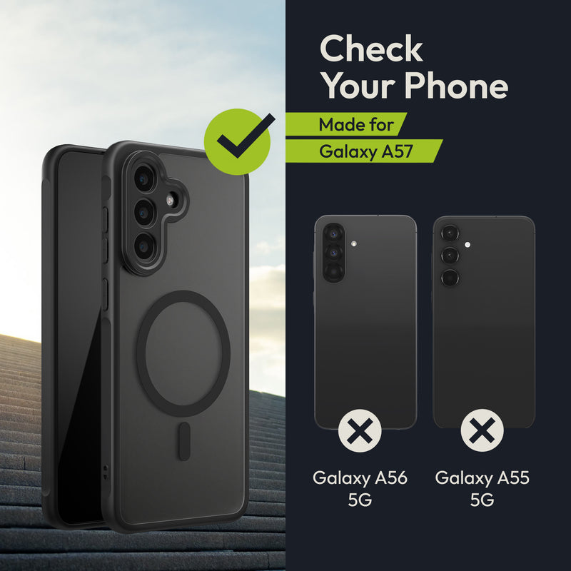 Oakshield Case for Samsung Galaxy A57 5G - Magnetic Semi-Transparent Phone Case - Shockproof Protective Cover with Camera Protection - With Glass Film - Case