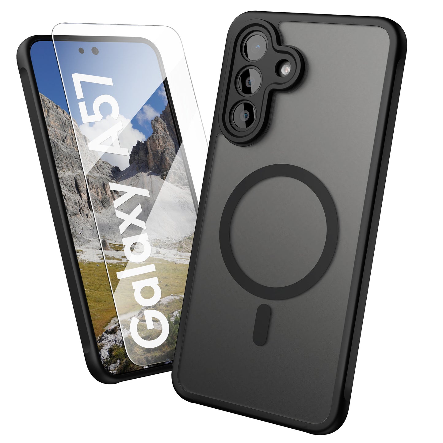 Oakshield Hülle für Samsung Galaxy A57 5G Hülle - Magnetische Handyhülle halbtransparent - Schutzhülle stoßfest mit Kameraschutz - Case in Schwarz Schwarz  